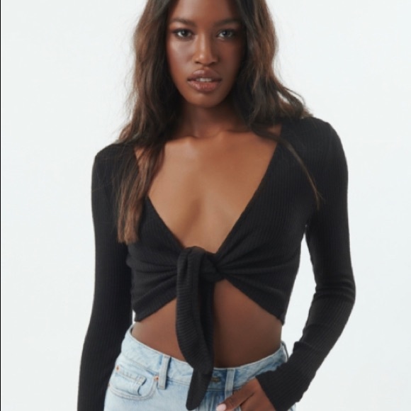 Garage | Tops | Garage Long Sleeve Tie Crop Top | Poshmark